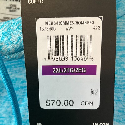 Under Armour Hoodie Teal Mens Size XXL Kangaroo Pocket Drawstring Long Sleeve