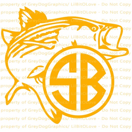 Custom Yeti Sized Striped Bass Fishing Monogram Vinyl Decal Striper Sticker - Picture 6 of 24