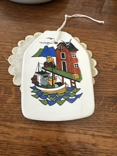 Torskefiske Gerd Design  Figgjo Norway Wall Plaque Fishing Dock Tile Trivet