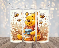 Winnie the Pooh Hunny Inspired 20 oz Stainless Steel Tumbler Handmade