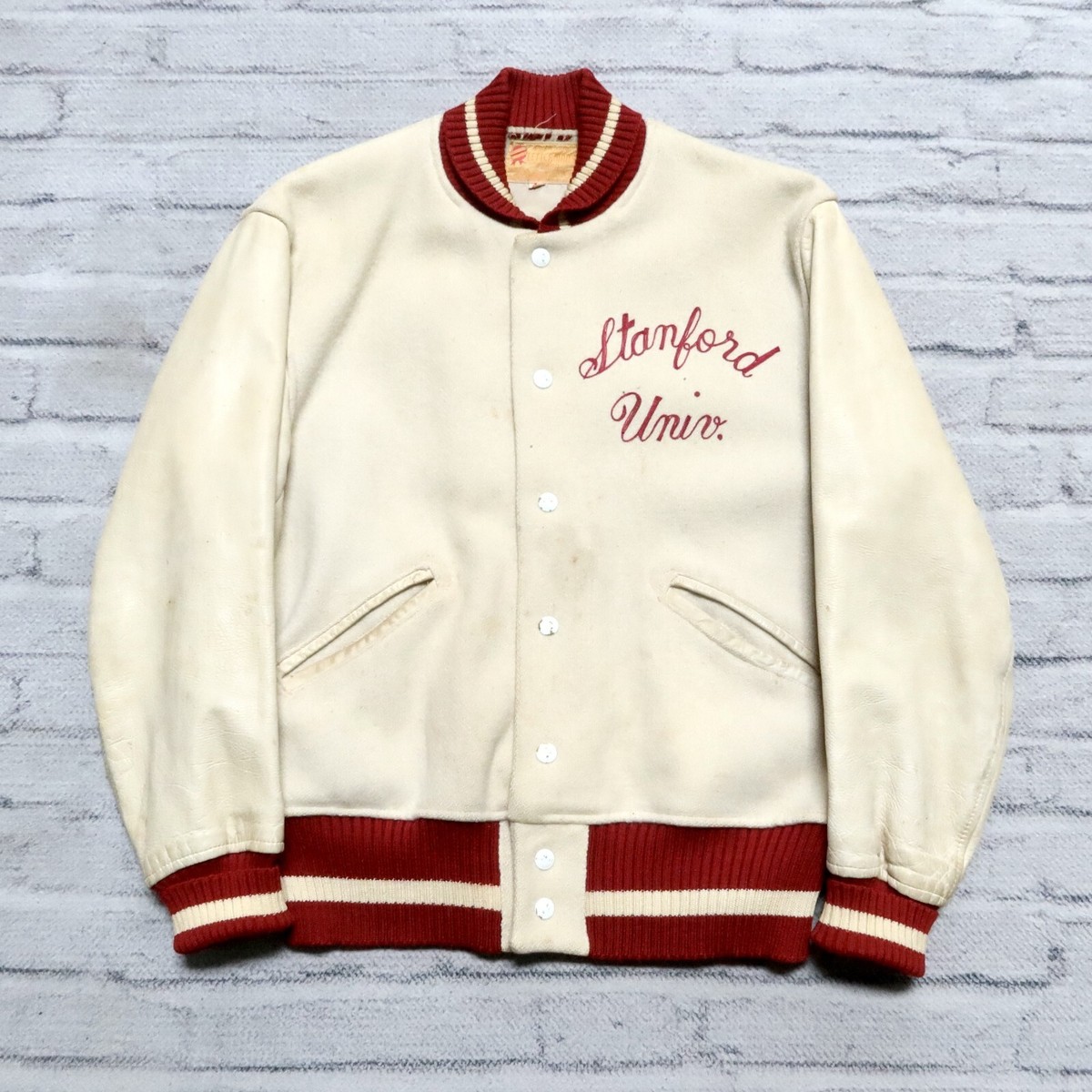 Vintage Stanford University Wool Leather Varsity Jacket Made in