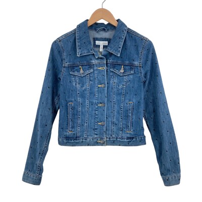 LOFT Women Blue Denim Long Sleeve w/Pockets Collared Button