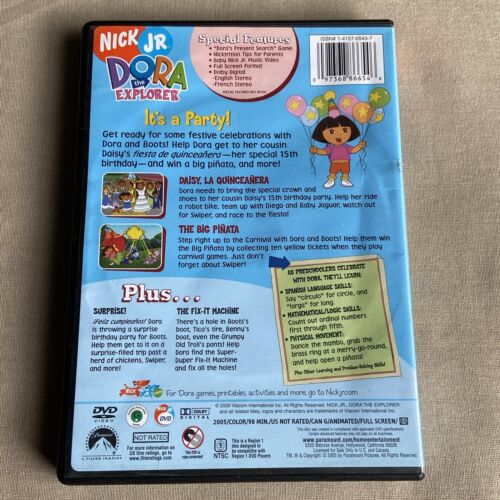 Dora the Explorer: It's A Party (DVD Nick Jr. 4 Episode Set) Spanish Music ESL + - Picture 2 of 7