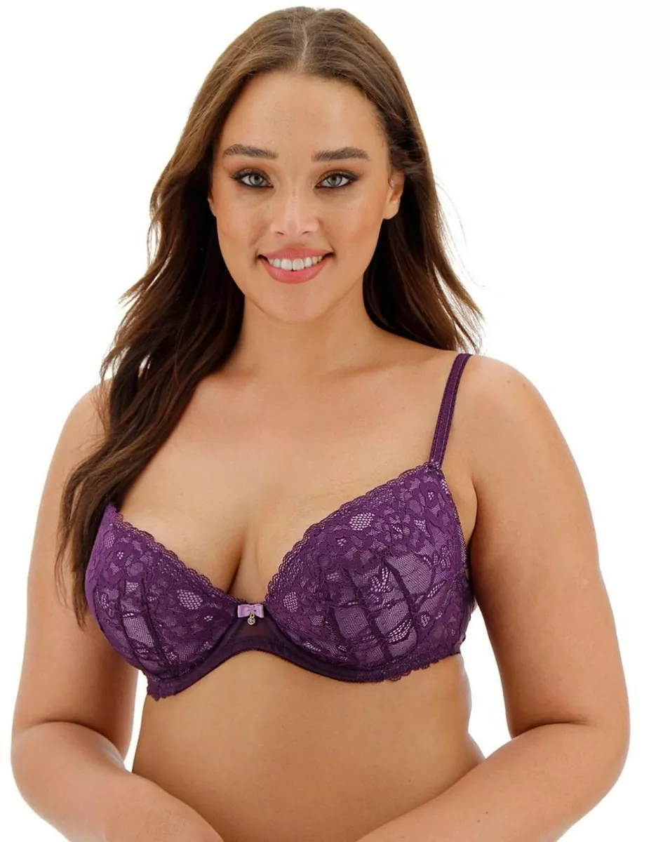 Ann Summers Sexy Lace 2 Lilac & Fig Plunge Boost Bra size 32 DD Free post  NWT