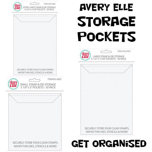 Avery Elle STAMP & DIE STORAGE POCKETS, 50PK * Choice of sizes * Get