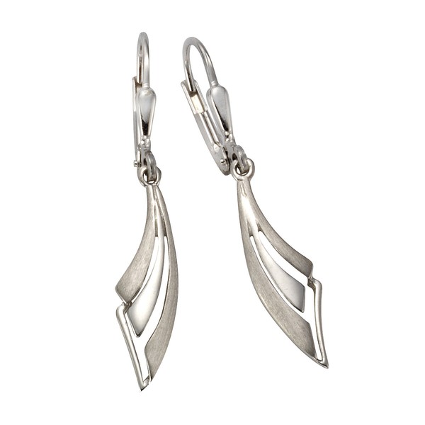 Ohrschmuck OhrhäNger Aus 925/- Sterling Silber Rhodiniert Glanz/Matt Neu V-image