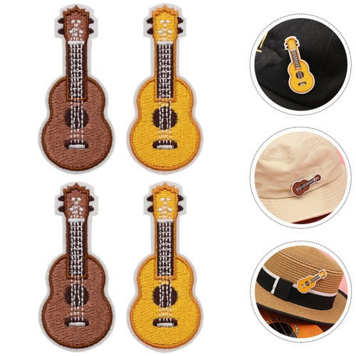 4 vente en gros Pcs Musical Instrument Patchs Guitare Broches Guitare Vêtements Patches