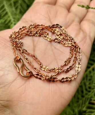 16 inch Pure Copper Floral Cable Chain Necklace Healing Copper Jewelry Spiritual