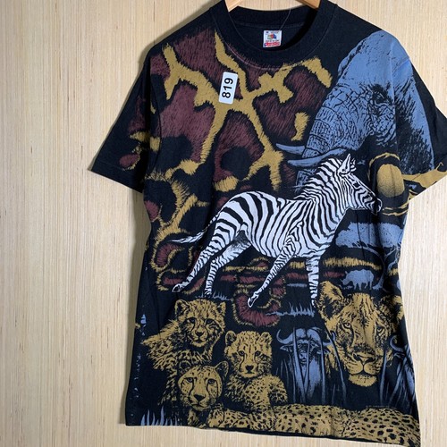 Vintage Animal Tee Shirt Adult Size Medium Black Short Sleeve Men's Pullover 90s - Picture 3 of 12