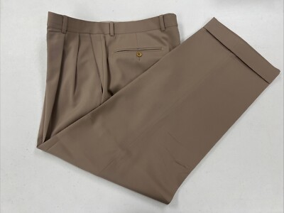 Zanella Men's Gray Brown Solid Wool Dress Pants 33X27 $395