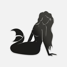 Mermaid Black Silhouette Vinyl Sticker Decal