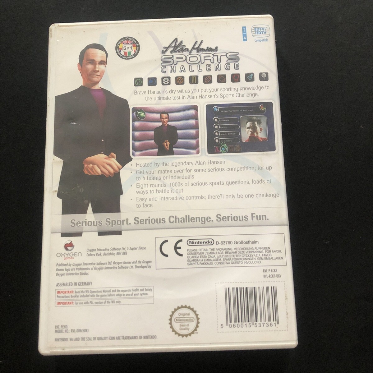 Alan Hansen's Sports Challenge Nintendo Wii 3+ Entertainment Game With  Manual