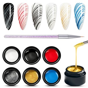 MEET-ACROSS-7Pcs-Set-5ML-Liner-Drawing-UV-Gel-Nail-Polish-Soak-Off-Painting-Gel