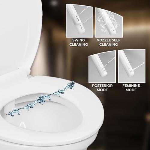 Ultra Thin Bidet Attachment for Toilet with Self Cleaning Dual Nozzles - No Wiri - Picture 4 of 9