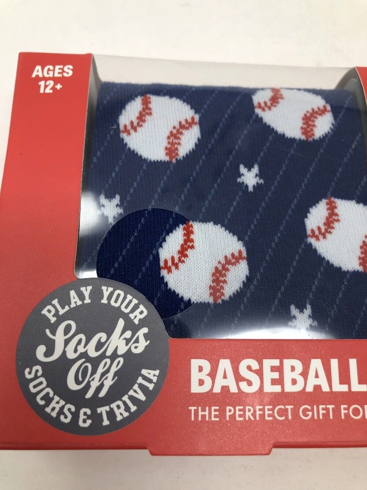 BASEBALL TRIVA: Play Your Socks Off MLB GIFT SET Size: 6-12 Socks +50 Cards New! - Image 2 of 4