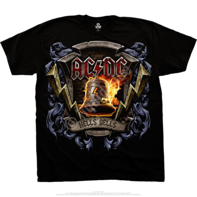 AC DC-HELLS BELLS SHIELD-T-SHIRT  M-L-XL-XXL -ANGUS-Lightning