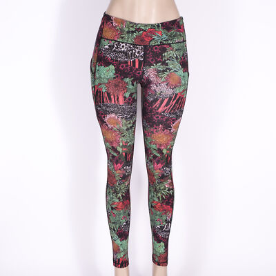 Lululemon Woodland Floral Colorful Microfiber Activewear Leggings SZ 