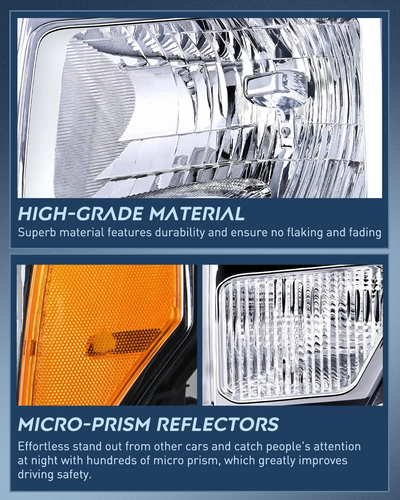 2009 2010 2011 2012 2013 2014 F150 Headlight Assembly Chrome Housing Amber Corne - Picture 5 of 9