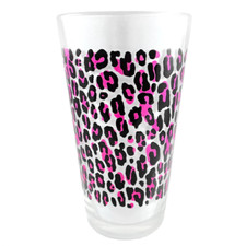 Sourpuss Pink Leopard Pint Glass Spooky Gothic Homewares and Clothing