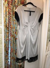 customized St John silk dress silver silk fringe 14 NEW SALE lower price