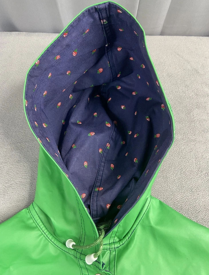 Impermeable Vintage Mujer Mediano Forro Fresa Kelly Verde Capucha HM Abernathy Foto 4 de 4