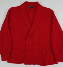 Vintage 90s Le Chois Acrylic Loose Knit Open Front Cardigan Sweater Vtg Usa Red