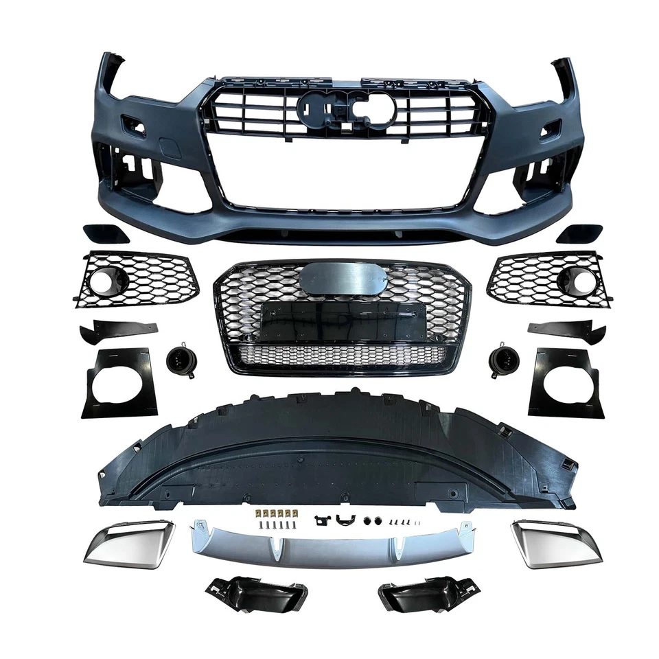 Front Bumper Cover Set For 2016-2018 Audi A7 S7 Standard To RS7 Renn Sport Style - Imagem 3 de 4