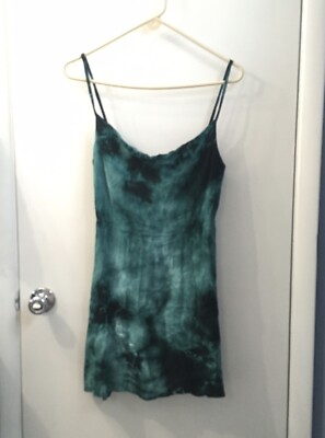 LULUS Dress Seeking Sunshine Hunter Green Tie-Dye Cowl Neck