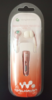 Original Sony Ericsson Walkman Stereo Earbuds Headphones HPM-70 Baby Pink Sealed