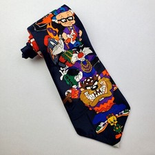 Vintage 1993 Looney Tunes Mania Classic Mens Neck Tie 7 Charactors on Chimney