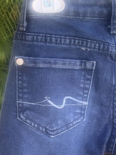 7 For All Mankind blue denim SLIMMY Skinny Jeans~girl's size 6~distressed~ - Picture 4 of 16