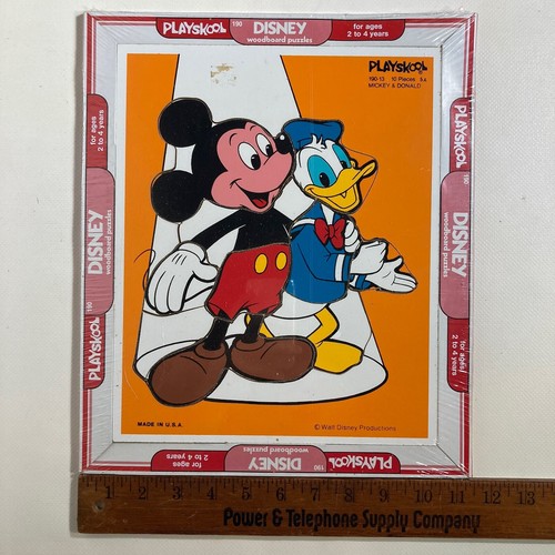 Vintage Playskool Wooden Puzzle Mickey Donald Disney Woodboard USA Sealed 1980s - Picture 6 of 8