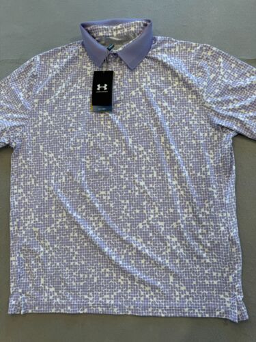Under Armour Golf Polo Shirt Mens Large New Iso Chill Drive Printed MSRP $90
