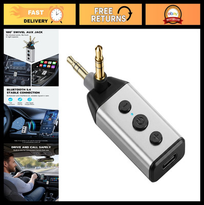 Bluetooth 5.4 Car Adapter, 180° Rotatable AUX Audio Receiver, Hands-Free Calls,