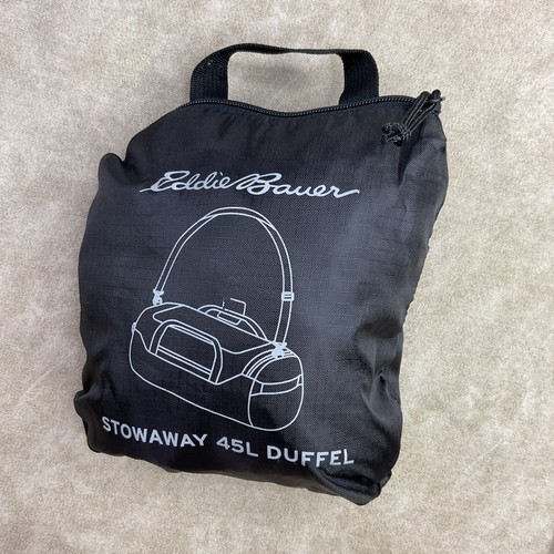 Eddie Bauer Stowaway 45L Duffel Bag Packable Convertible Travel Black - Picture 2 of 6