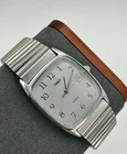 Vintage Timex Mens Watch. Tank Style - Square Face. Stainless Steel. New Battery