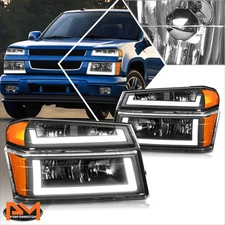 For 04-12 Chevy Colorado LED DRL Bumper Headlight/lamp Black Housing Amber Side