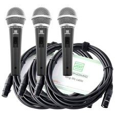 3x Set Microfono Dinamico Gelato per Canto Registrazione Vocale Karaoke Cavo XLR