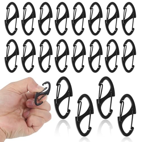 20 Pcs S-Shaped Alloy Carabiner Clips with Double Opening Keychain Hooks