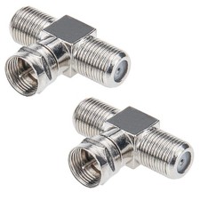 RFAdapter Coaxial Cable Splitter, TV Splitter 2 in 1 Out 2 Pack, Silver
