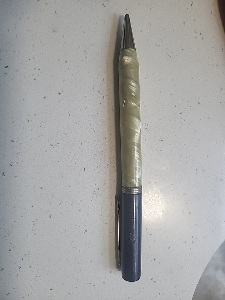 Lápiz repetidor Eversharp Skyline vintage de los años 40 blanco perla mármol tapa azul marino Foto 3 de 4