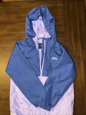 Eddie Bauer Kids Blue And Lavender Full Zip Windbreaker W Hood Size M 10/12