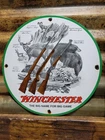 VINTAGE WINCHESTER SIGN FIREARM AMMUNITION GUN SHOTGUN RIFLES OLD PORCELAIN SIGN