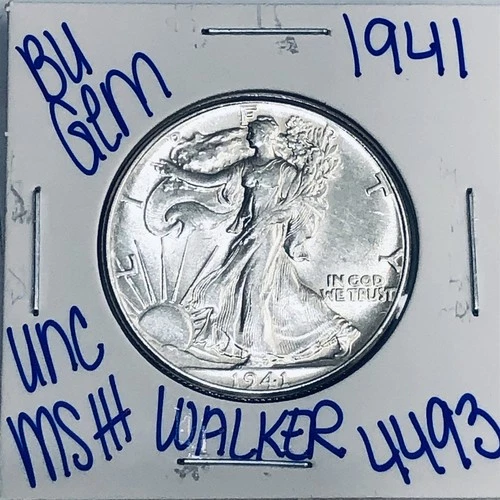 1941 BU UNCIRCULATED LIBERTY WALKING SILVER HALF DOLLAR AUTHENTIC U.S. MINT 4493