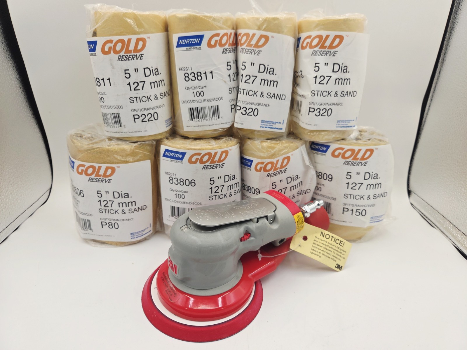 3M 28506 Central Vacuum DA Orbital Palm Sander 5" with 3/16" Orbit