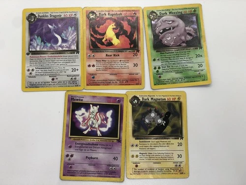 Pokemon Cards Vintage Dark Team Rocket + Mewtwo Promo + 1st Edition Dragonir