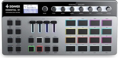 Donner Essential D1 Finger Drum Machine & Step Sequence kombiniert mit 16 RGB