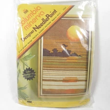 Vintage 1970s Needlepoint Kit Pacific Sunset Picture Columbia Minerva 2322