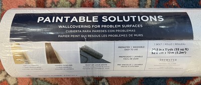 Brewster Paintable Wallcovering for Problem Surfaces - distressed plaster look
