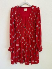 Sézane Robe Joe Dress Red Floral Boho Mini Dress FR38 US6